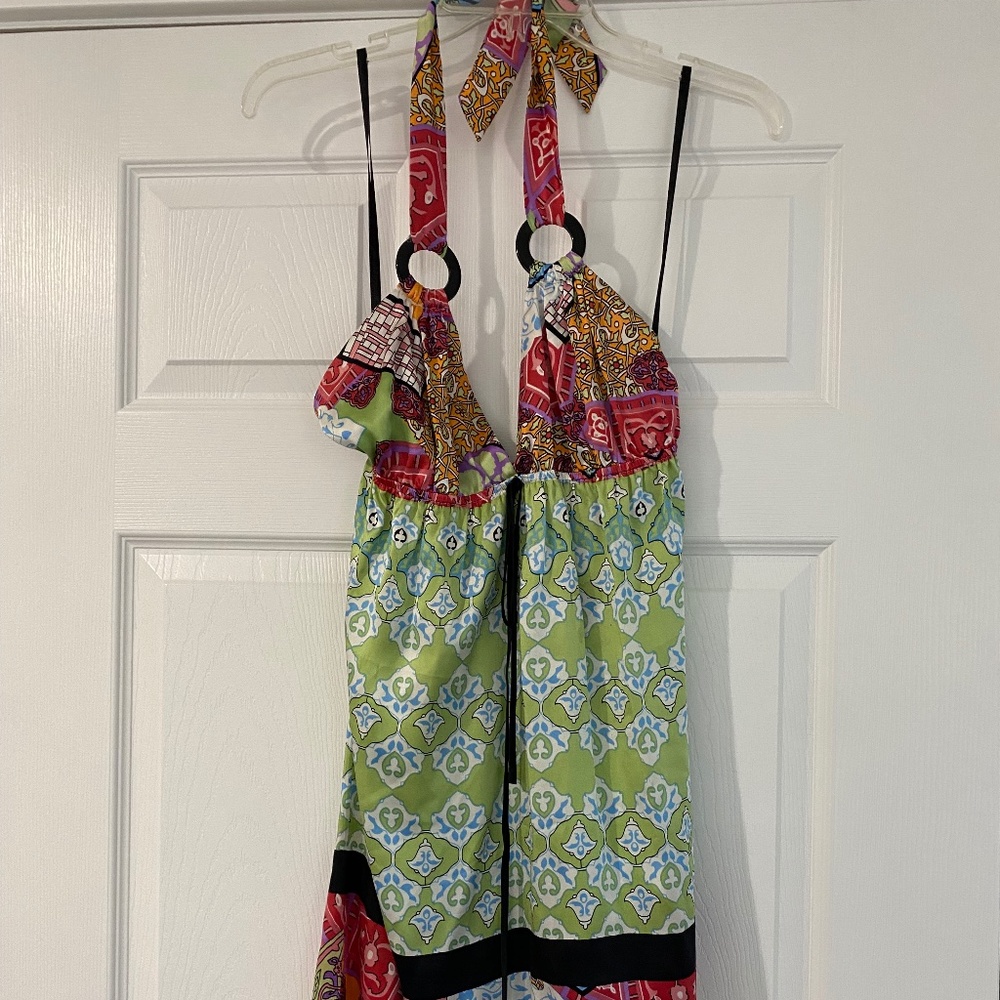 Multicolored Halter Dress with Detail Straps Size M